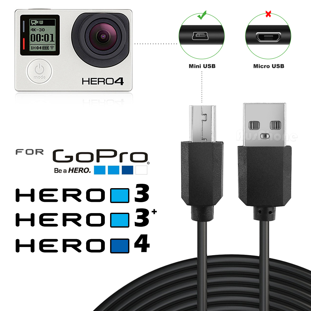 USB Data Power Charger Charging Cord Cable For GoPro Hero 5 6 7 4 3  | eBay