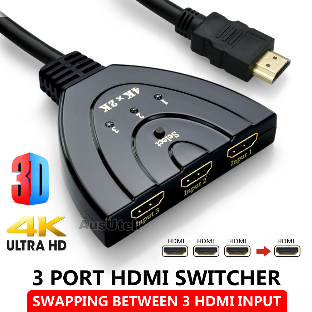 4K Ultra HD 3 Way HDMI Switch Box Splitter HDTV 1080P Auto 3 Port IN 1 OUT Cable eBay