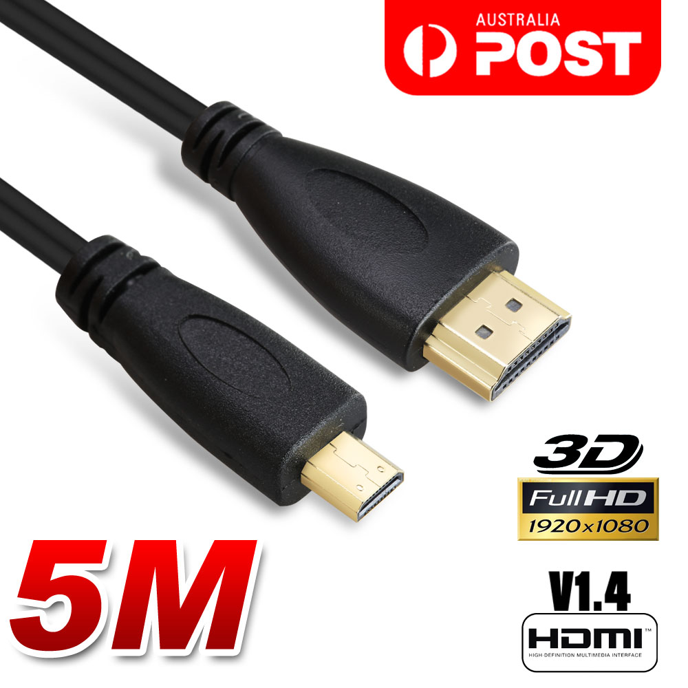 Micro HDMI to HDMI M/M Adapter Cable Cord For GoPro Hero 7 6 5 1080P HD