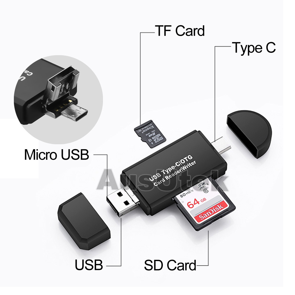 USB Type C USBC Micro TF SD Card Reader Adapter For Macbook Samsung