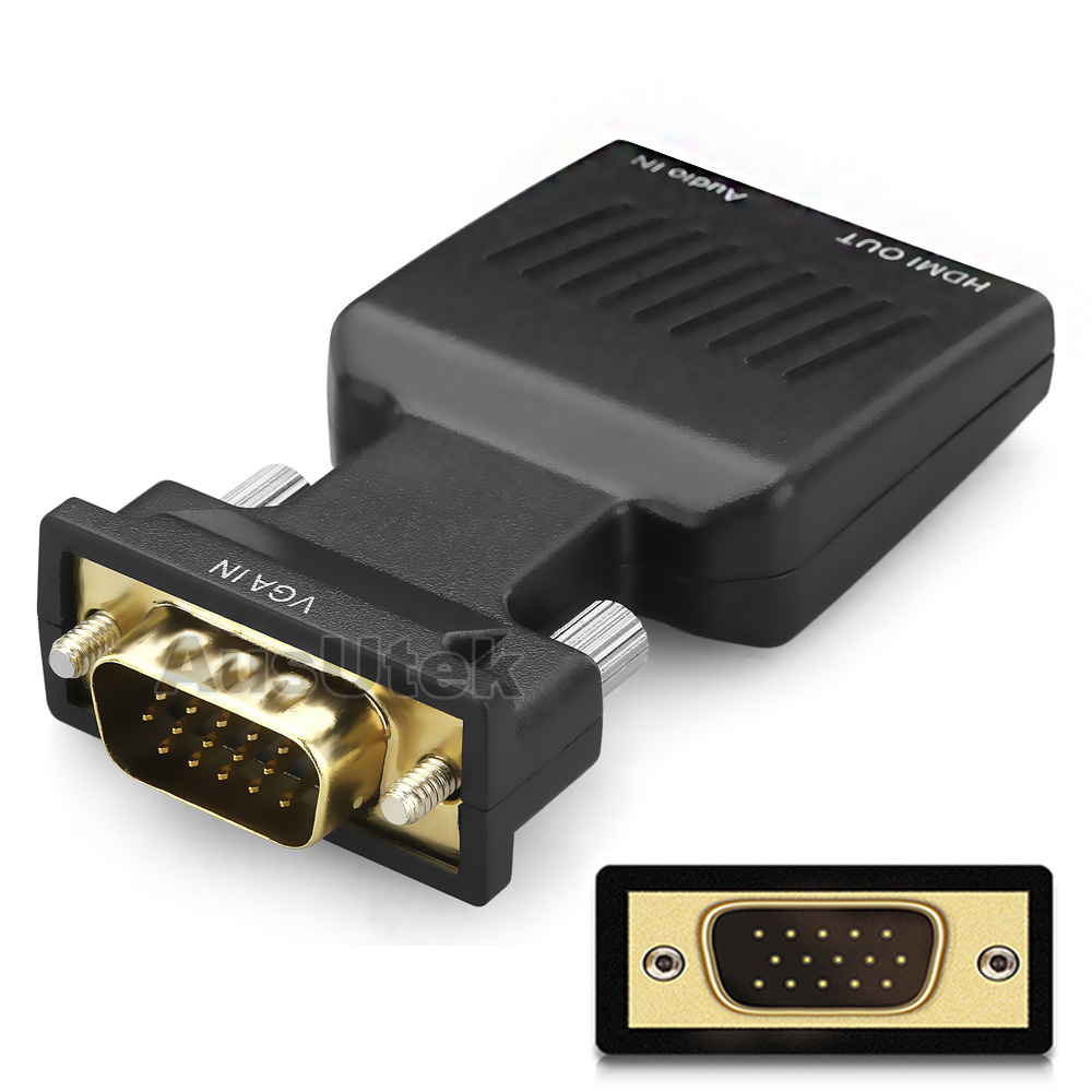 HDMI Male To VGA Female Converter Adapter 1080P Stereo