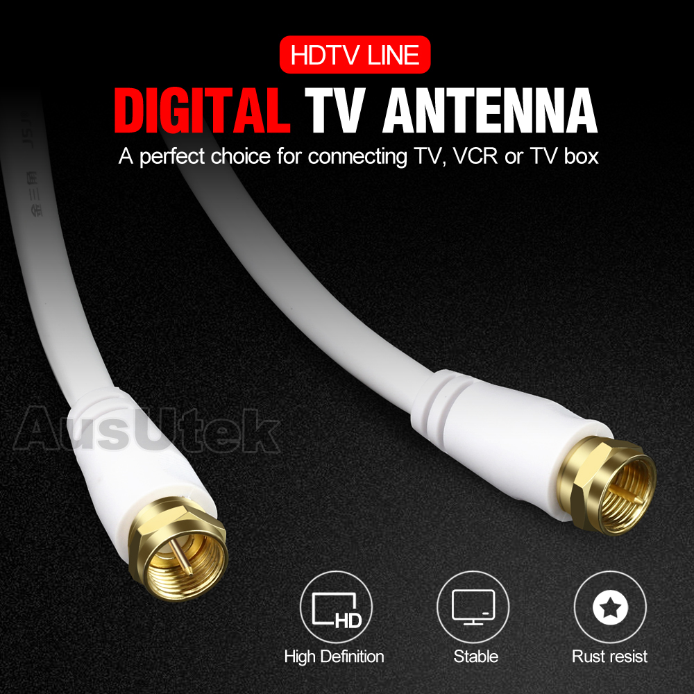 White RG6 F-Type Quad Shield Male Coax Cable TV Antenna For Foxtel NBN  Optus | eBay