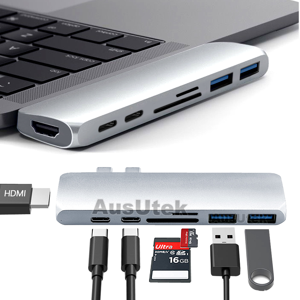 7 In 1 Aluminum Usb Type C Port Pro Hub Hdmi 4k Hd Sd Tf Adapter New Macbook Pro Ebay
