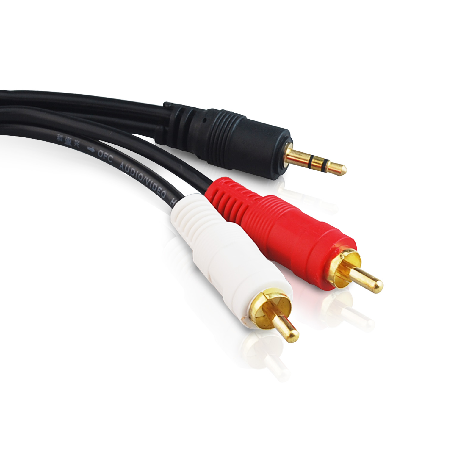 1.5M 3.5mm Male To 2 RCA Male Aux Auxiliary Stereo Audio Adapter Cable