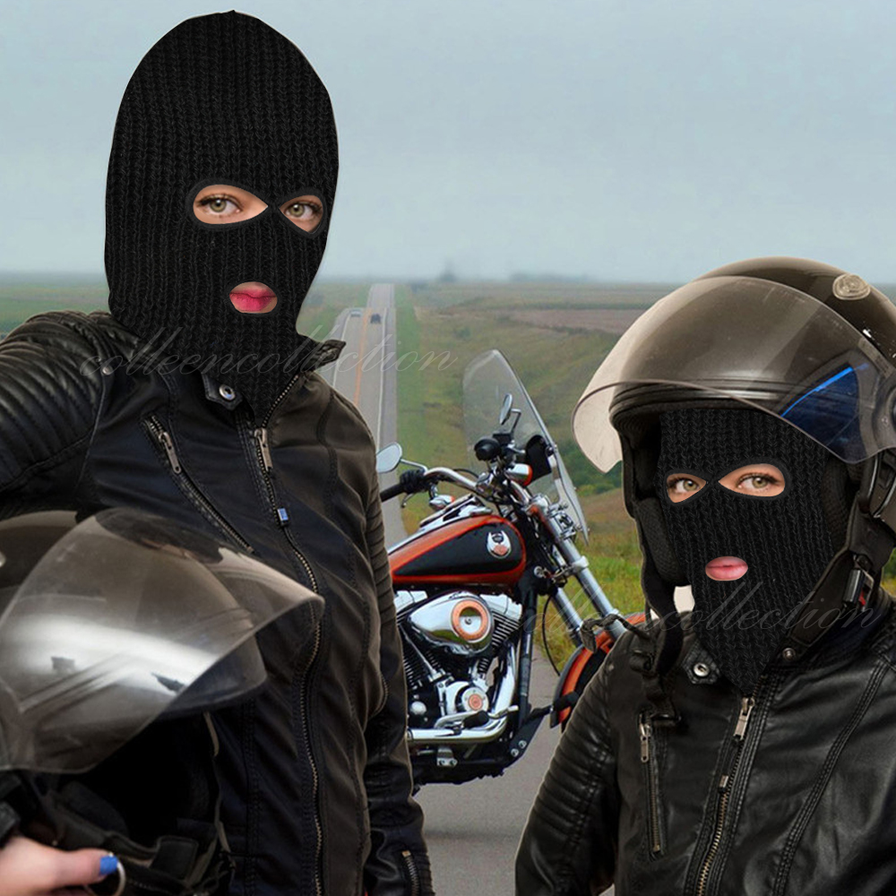 3 Holes Black Balaclava SAS Style Mask Neck Warmer Ski Hat Paintball