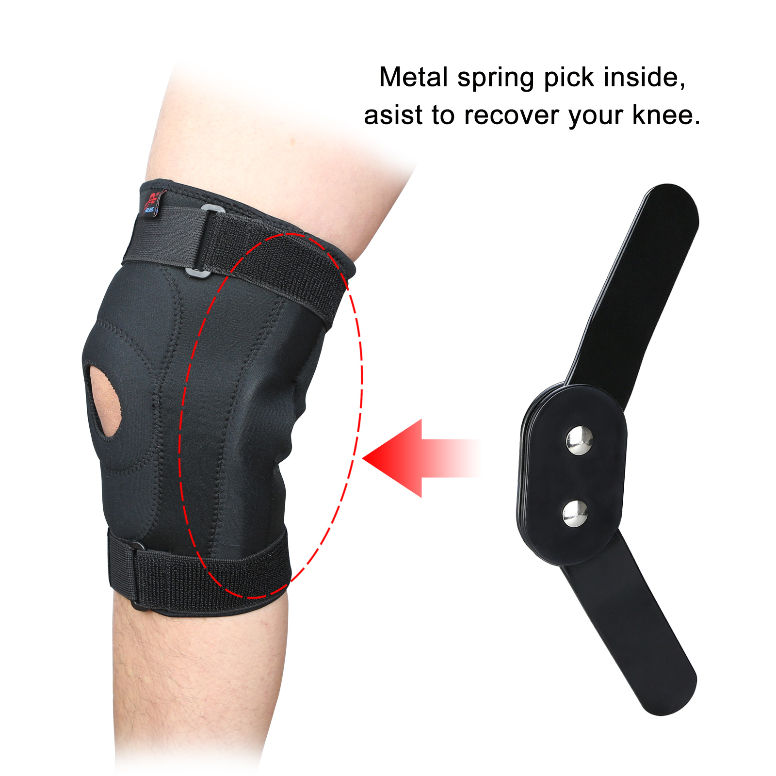 Hinged Knee Brace Adjustable Open Patella Support Swollen Tendon