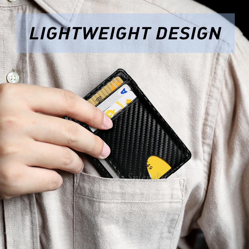 Carbon Fiber Slim Wallet Card Holder Case Pocket Minimalist Leather