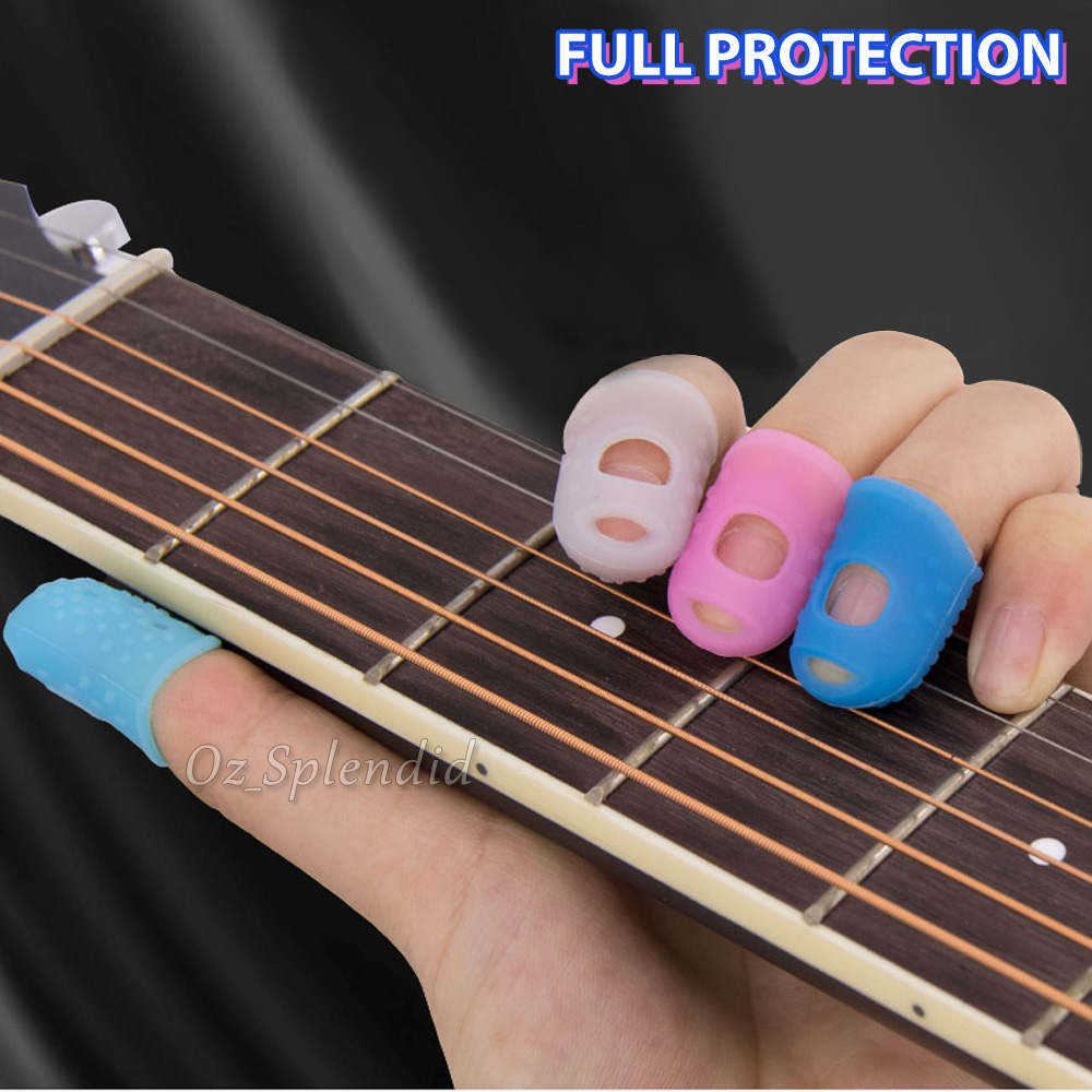 4 Sizes Silicone Guitar Piano Ukulele Fingertip Protectors Finger Free