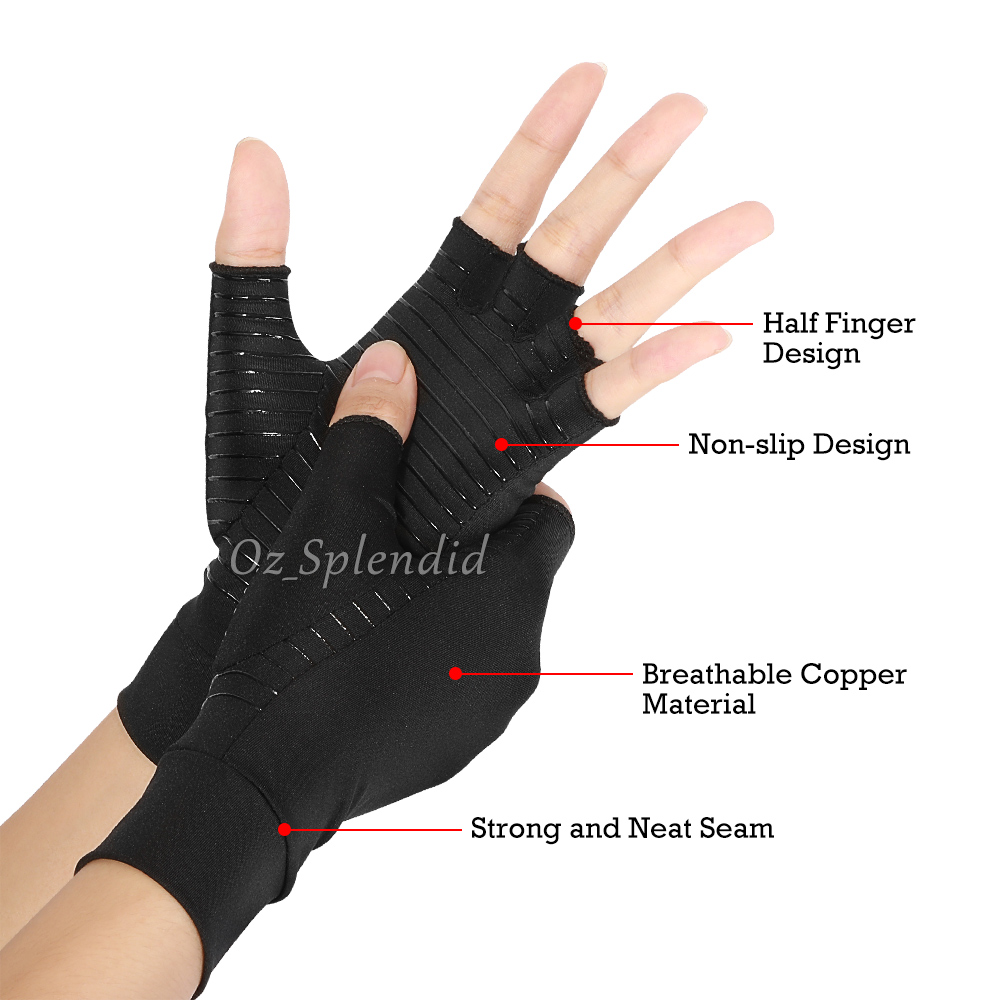 Compression Copper Arthritis Gloves Hand Wrist Support Finger Pain