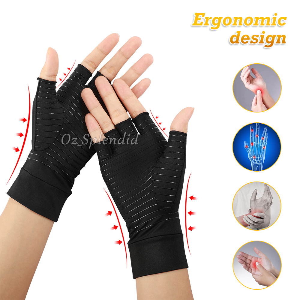 Compression Copper Arthritis Gloves Hand Wrist Support Finger Pain