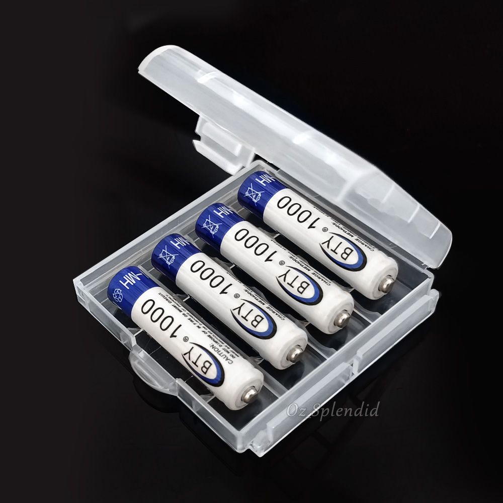 4x Clear Plastic AA AAA Battery Box Storage Case Cover Batteries Holder