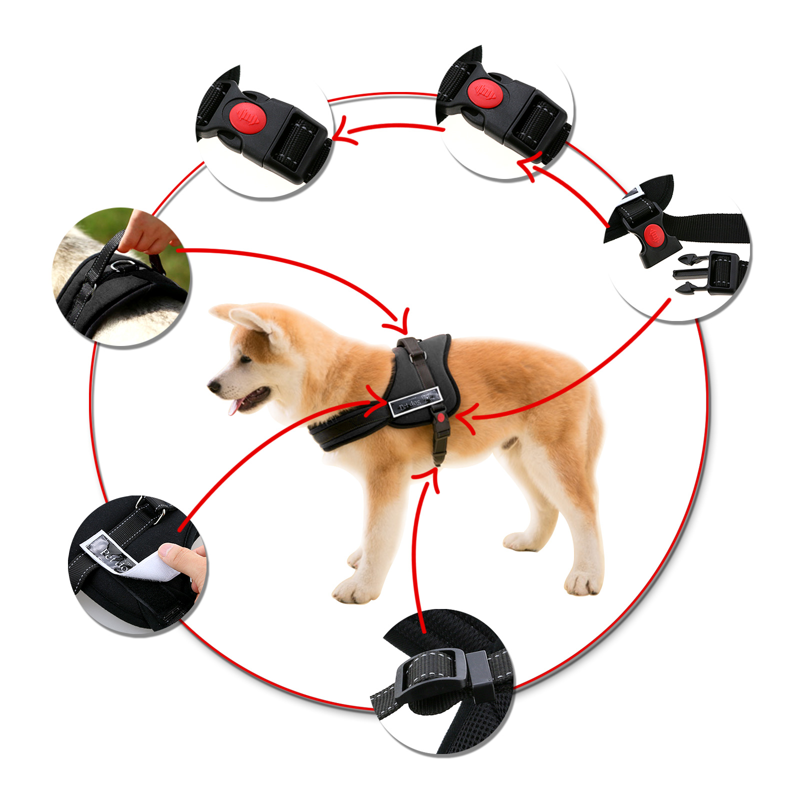 Control Large Dog Pulling Harness Adjustable Support Comfy Pet Pitbull