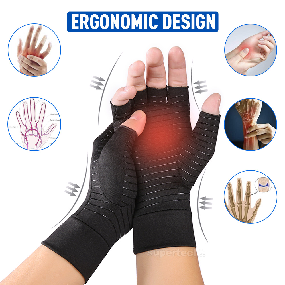 Compression Copper Arthritis Gloves Hand Wrist Brace Finger Pain Relief