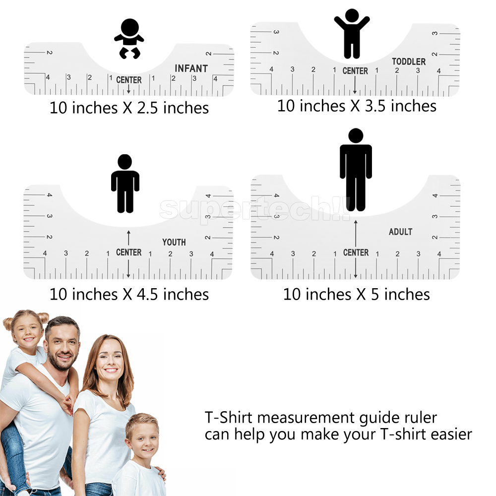 4PCS T-Shirt Alignment Ruler Guide Craft Rulers with for Drawing