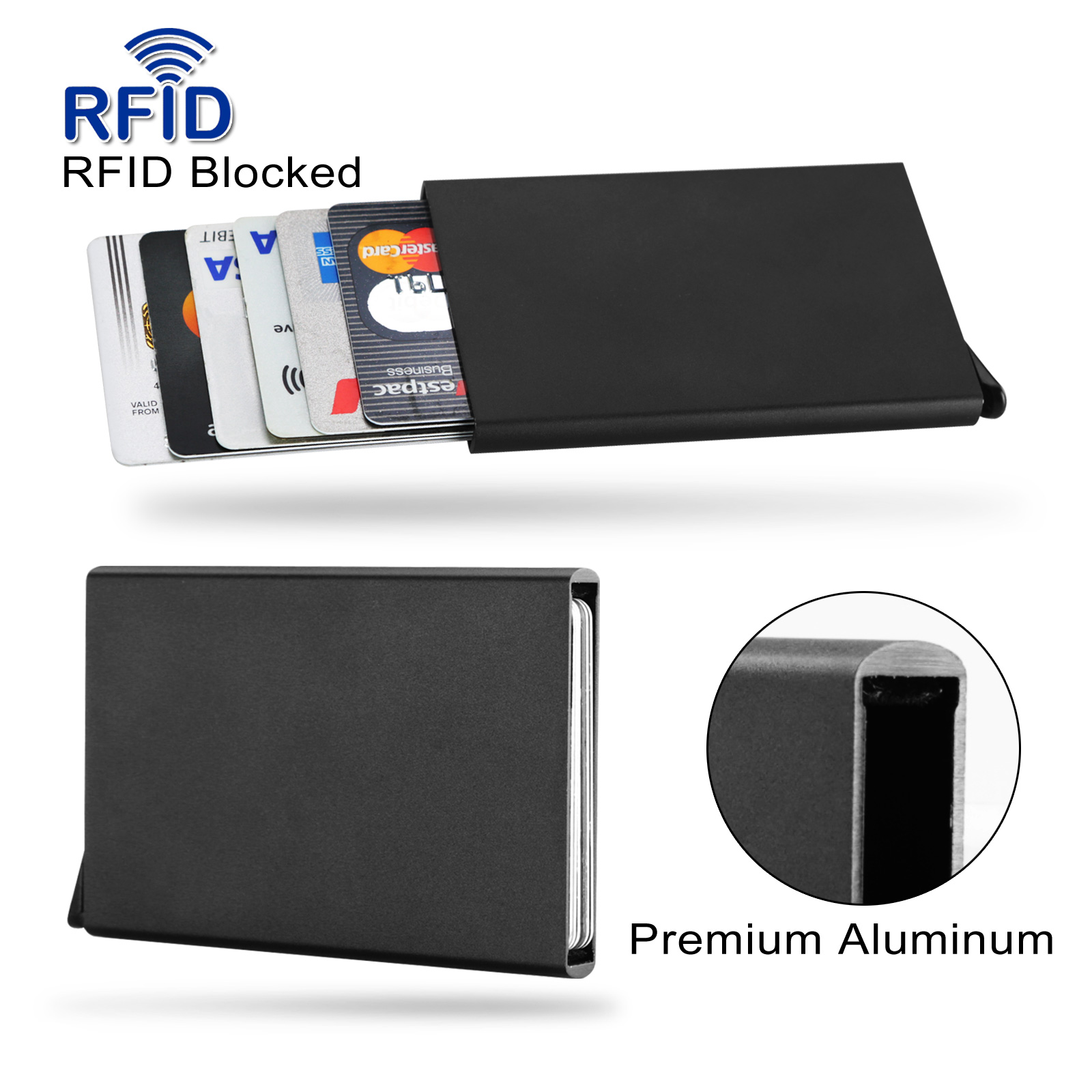 RFID Blocking Aluminum Slim Wallet ID Credit Card Holder Case Protector ...