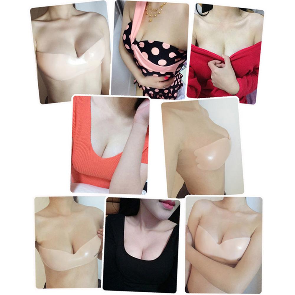 One Piece Silicone Invisible Bra Adhesive Push Up Strapless Backless