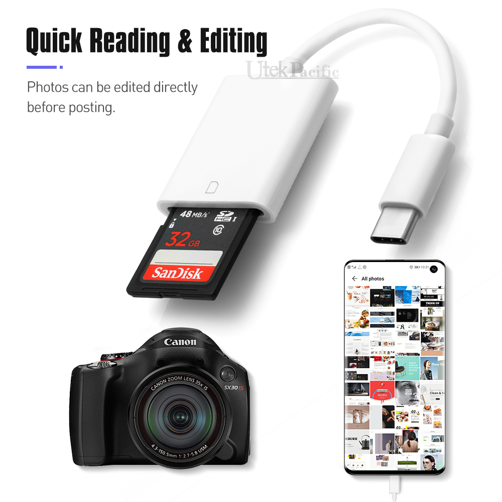 USBC To SD Card Reader Adapter TypeC For Apple iPad Macbook Pro Air