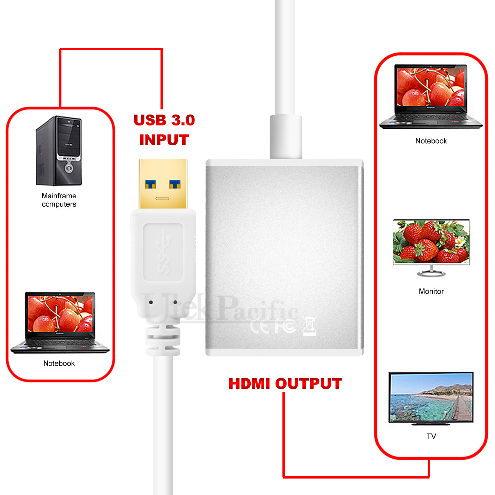 USB 3.0 to HDMI Cable Converter Display Graphic Adapter For Laptop PC